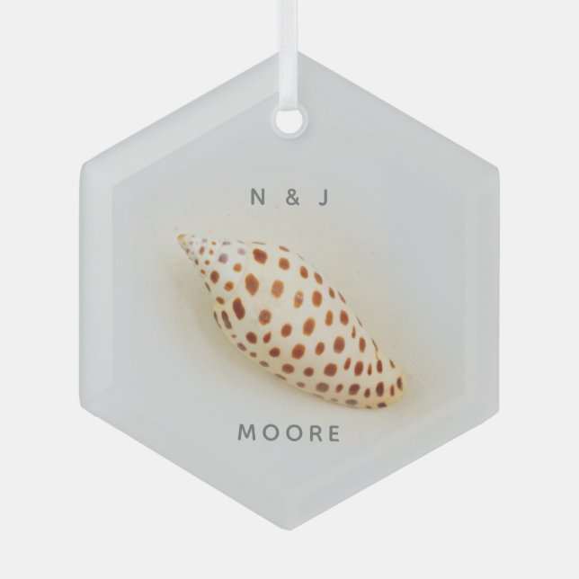 Elegant Junonia Beach Shell  Glass Ornament (Front)