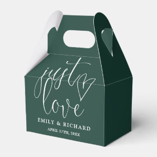 Elegant Just Love Heart Emerald Green Wedding Favor Box