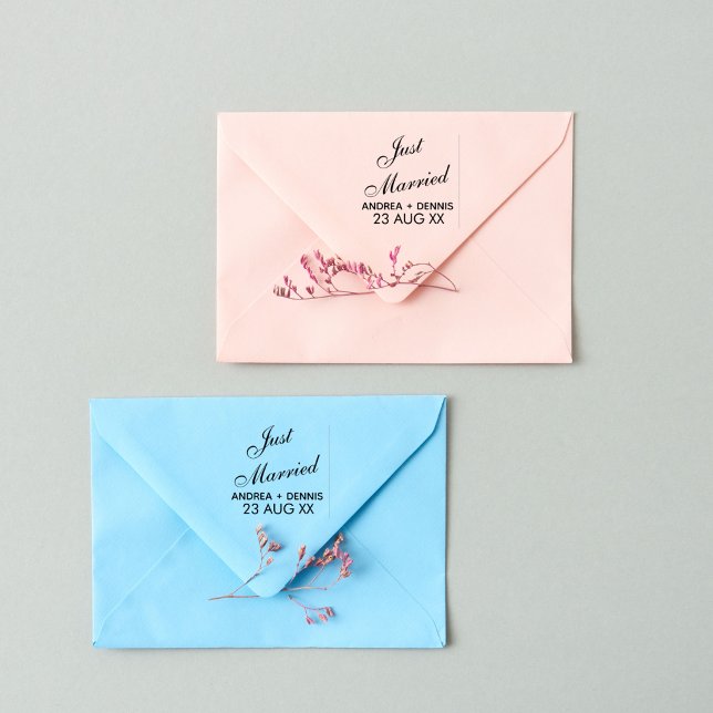 Elegant Just Married Couple Names Date Stamp (wedding rubber stamps)