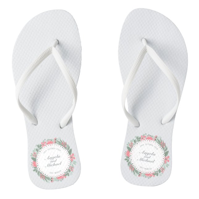 Elegant Just Married Floral Wedding | Flip Flops (Footbed)