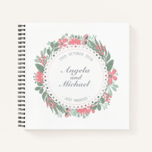 Elegant Just Married Floral Wedding   Guestbook Notebook