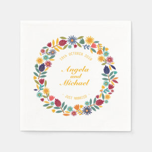 Elegant Just Married Floral Wedding Napkin