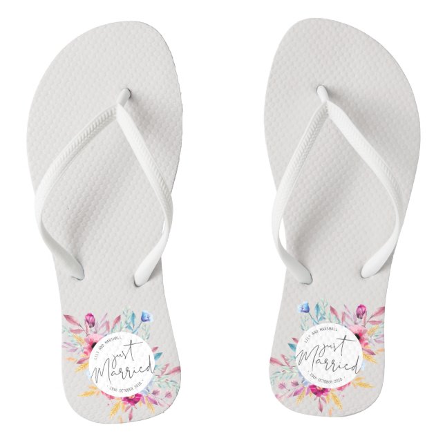 Elegant Just Married Wedding | Flip Flops (Footbed)