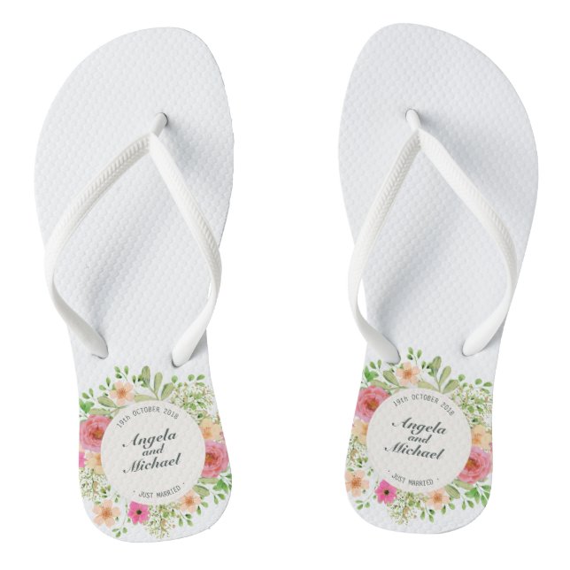 Elegant Just Married Wedding Flip Flops (Footbed)