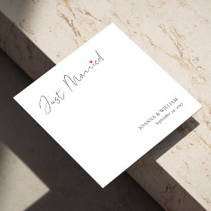 Elegant Just Married Wedding Napkins with Names