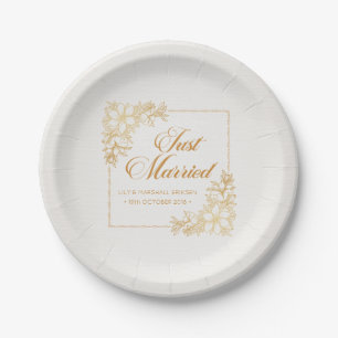Elegant Just Married Wedding   Paper Plate