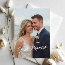 Elegant Just Married Wedding Photo Announcement