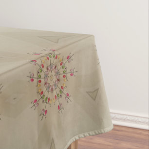 Elegant Kaleidoscopic Flower Design Pastel Tablecloth
