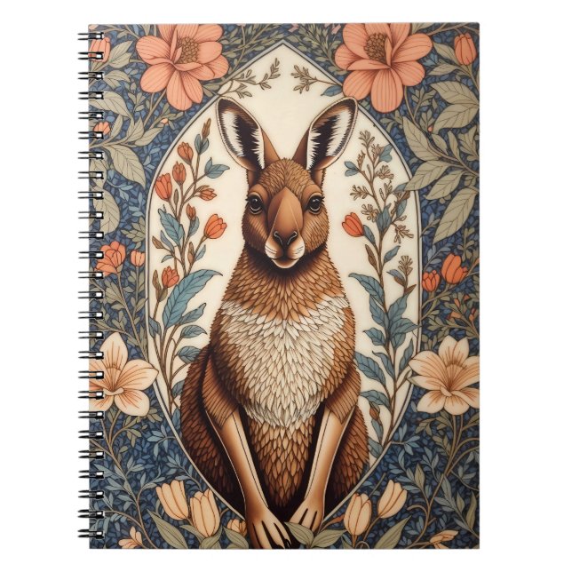 Elegant Kangaroo William Morris Inspired  Notebook (Front)