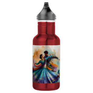 ✨Elegant Kathak Couple Dance Watercolor Artwork 532 Ml Water Bottle