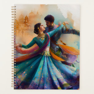 ✨Elegant Kathak Couple Dance Watercolor Artwork Planner