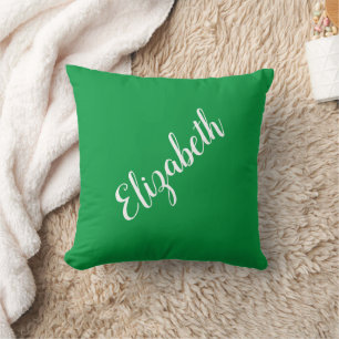 Elegant Kelly Green Your Own Name Typography Throw Pillow