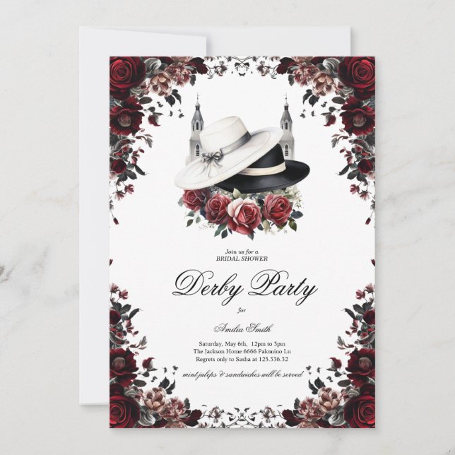 Elegant Kentucky Derby Bridal Shower Invitation Fl (Devant)