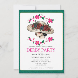 Elegant Kentucky Derby Party Floral Invitation