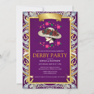 Elegant Kentucky Derby Party Floral Invitation