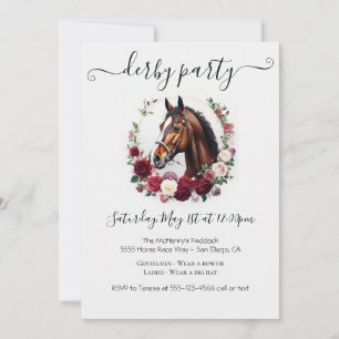 Elegant Kentucky Derby Party Invitation Floral Hor