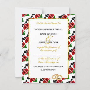 Elegant KENYA FLAG with Gold Script WEDDING Invitation