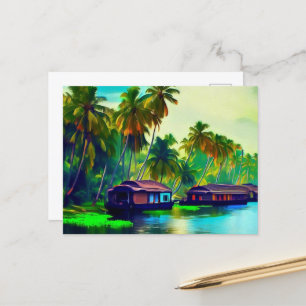 Elegant Kerala natural landscape of coconut trees Postcard