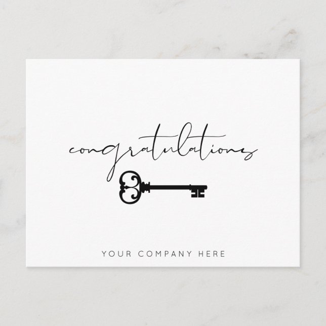 Elegant Key Congratulations New Home Real Estate   Postcard (Front)
