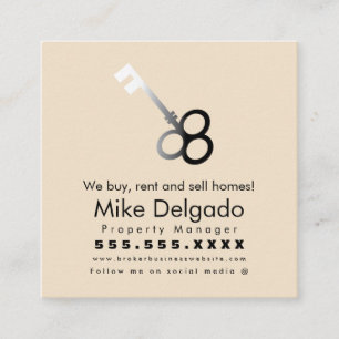 Elegant Key Home Sales Broker Beige Business Card