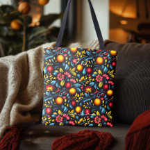 Elégant Khokhloma Inspiré Sac fourre-tout Floral