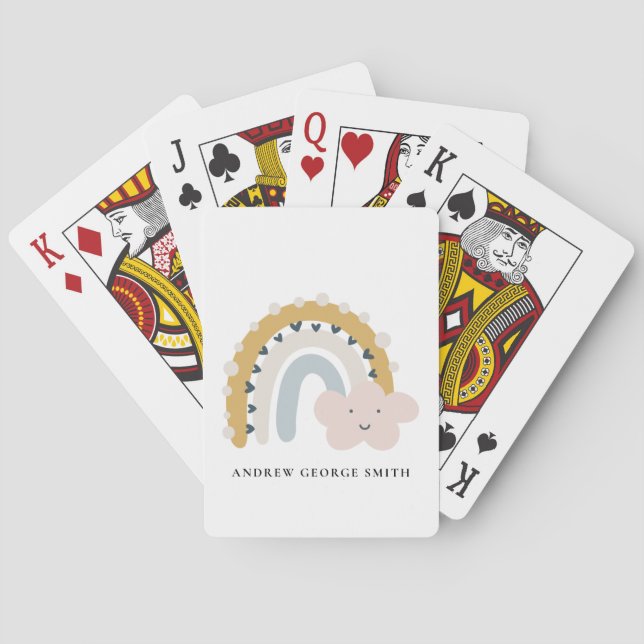 ELEGANT KIDS OCHRE BLUE BLUSH RAINBOW CLOUD PLAYING CARDS (Back)