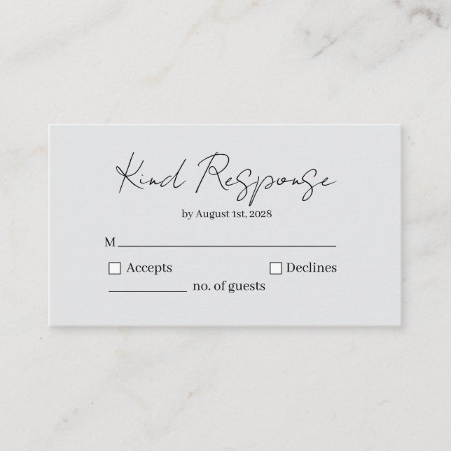 Elegant Kind Response RSVP Card (Front)