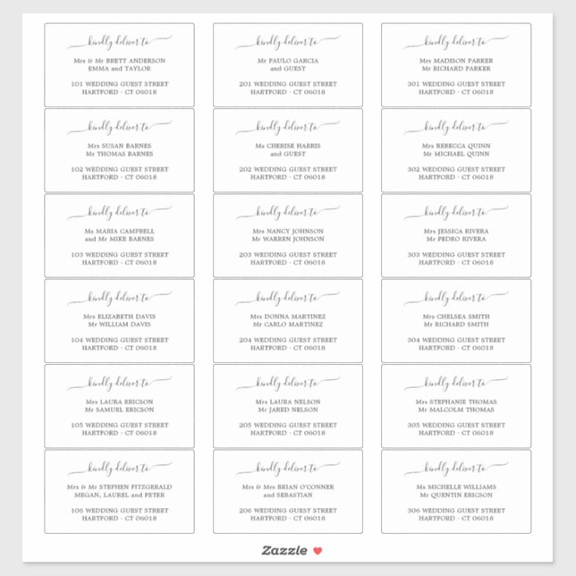 Elegant Kindly Deliver To Guest Address Label (Sheet)