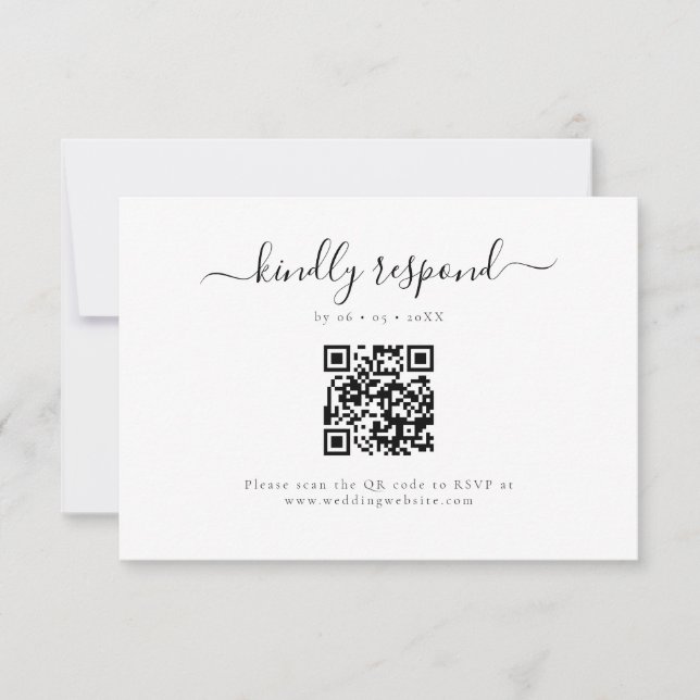 Elegant Kindly Respond QR Code RSVP Card (Front)