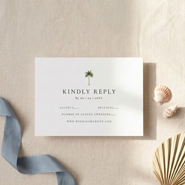 Elegant Kindly Respond Wedding Palm Tree RSVP Card (Creator Uploaded)