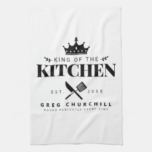 Elegant King of The Kitchen Modern Personalized Kitchen Towel