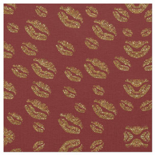 Elegant Kissing Lips Print Fabric