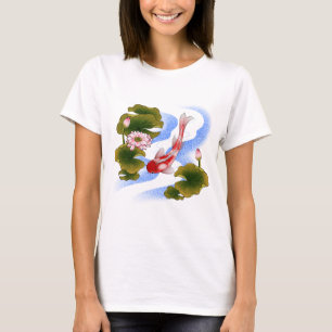 Elegant koi carp in lotus pond  T-Shirt