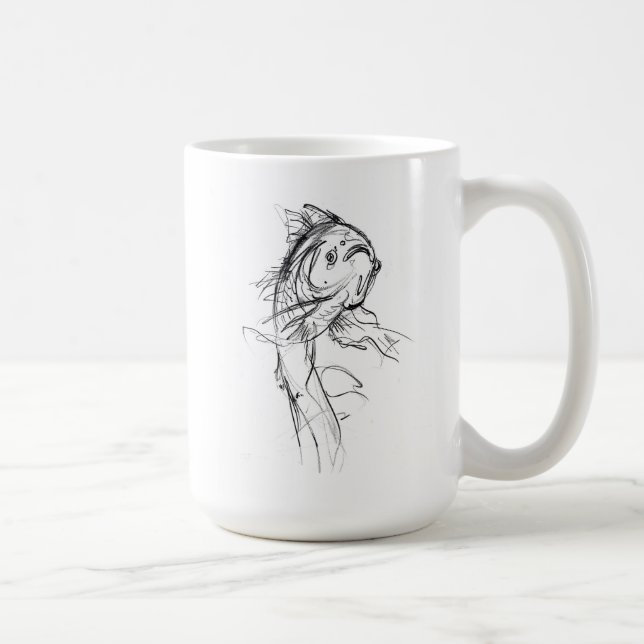 Elegant Koi Fish Abstract Sketch Coffee Mug (Right)