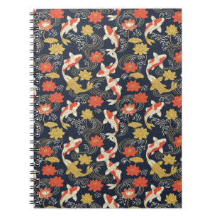 Elegant Koi Fish and Lotus Pattern Notebook