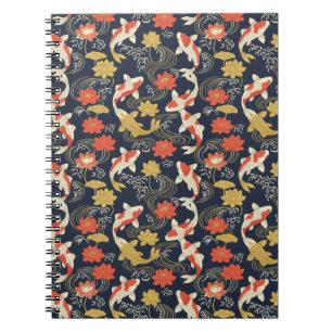 Elegant Koi Fish and Lotus Pattern Notebook