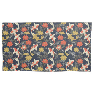 Elegant Koi Fish and Lotus Pattern Pillowcase