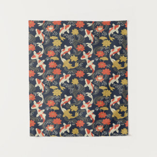 Elegant Koi Fish and Lotus Pattern Tapestry