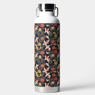 Elegant Koi Fish and Lotus Pattern Water Bottle