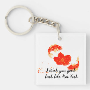  Elegant Koi Fish and Red Blossom Art   Japanese S Keychain