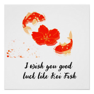  Elegant Koi Fish and Red Blossom Art   Japanese S Poster