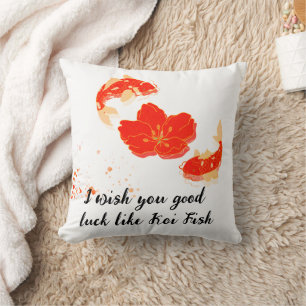 Elegant Koi Fish and Red Blossom Art   Japanese St Throw Pillow