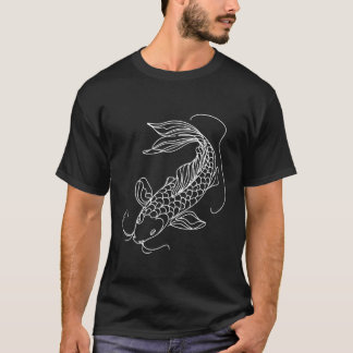 Elegant Koi Fish Line Art Design Pond Fish Illustr T-Shirt