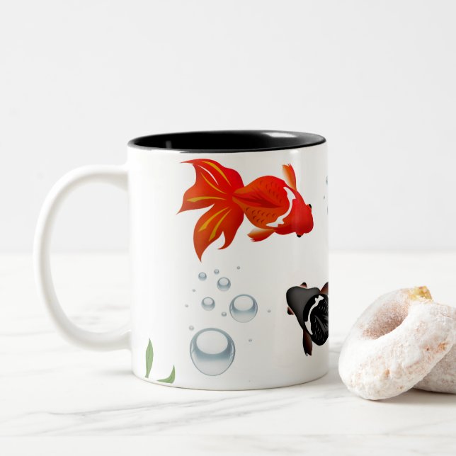  Elegant Koi Fish Zen Design – Peaceful Japanese A Two-Tone Coffee Mug (With Donut)