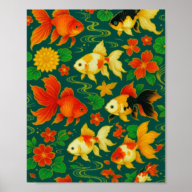 Elegant Koi Pond Pattern Poster (Front)