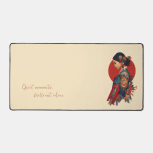 Elegant Korean Woman in Hanbok Portrait Art Canvas Desk Mat