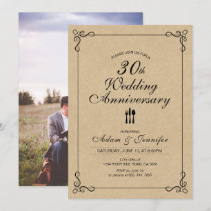 Elégant kraft 30e anniversaire Mariage Invitation