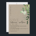 ELEGANT KRAFT GREEN EUCALYPTUS FOLIAGE WATERCOLOR SAVE THE DATE<br><div class="desc">If you need any further customisation please feel free to message me on yellowfebstudio@gmail.com.</div>
