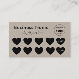 Elegant Kraft Paper Add Your Logo Discount Minimal Loyalty Card