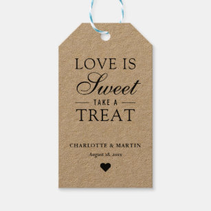 Elegant Kraft Paper Love Is Sweet Wedding Gift Tags